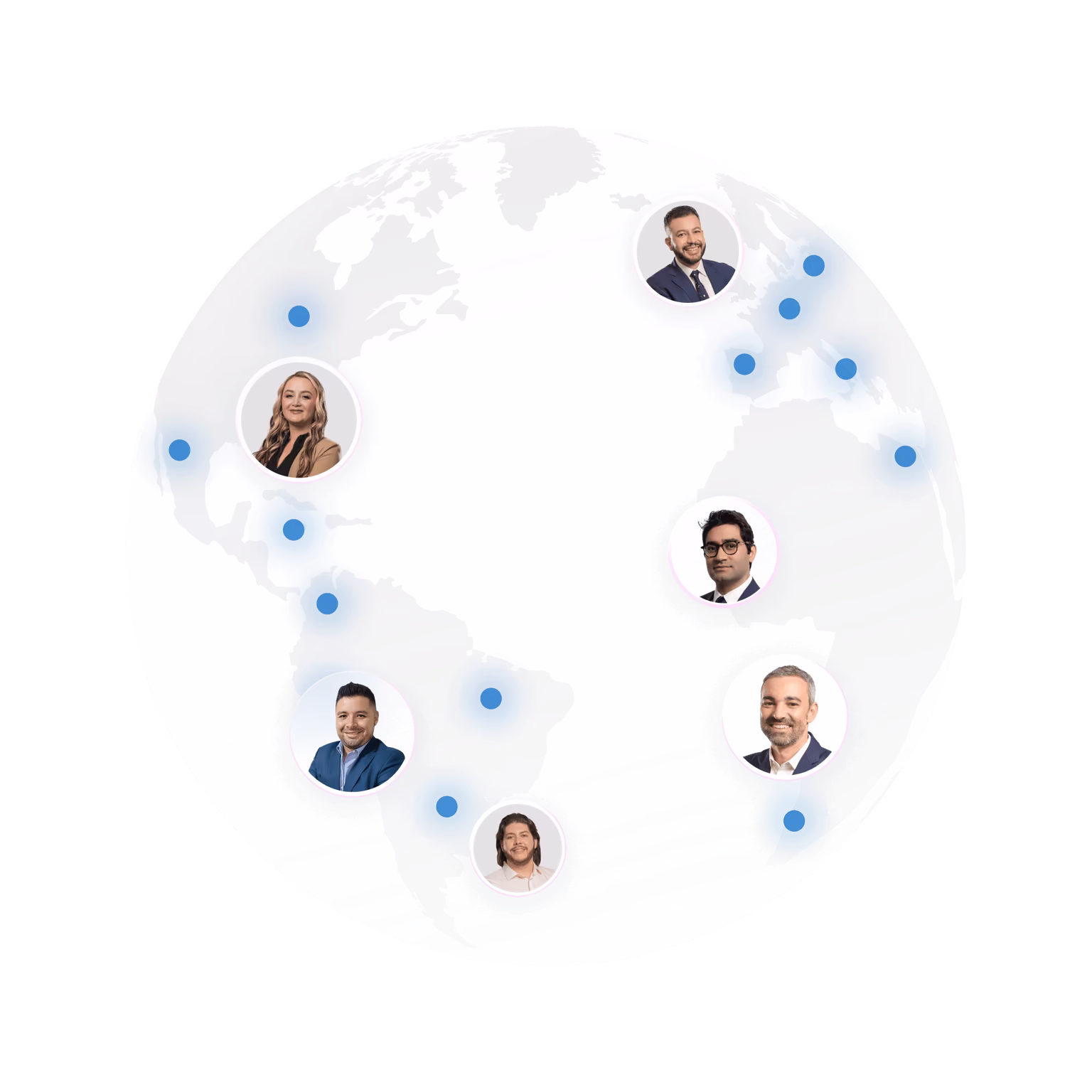 Global 3D earth map with profile photos showing we are trusted by IBs worldwide every day.